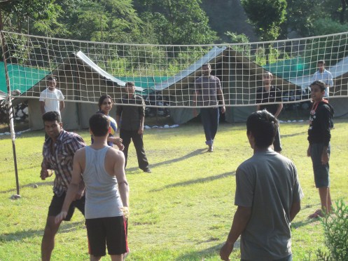 Jungle camp with playground for Volleyball, Cricket and Badminton as well as space for various group activities (e.g. music/dance, yoga/meditation, workshops/conferences)